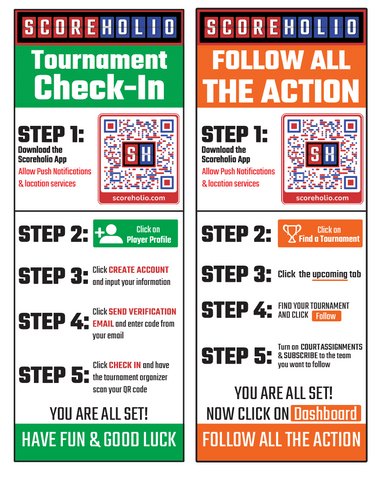 Check in and Follow Tournament Banners